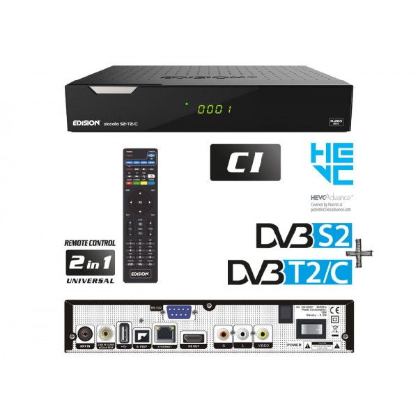 PICCOLLO S2+T2/C COMBO δέκτης της EDISION με Card Reader,δύο tuner και δυνατότητα επιλογής DVB-S & DVB-S2 αλλά και DVB-T/T2 ή DVB-C